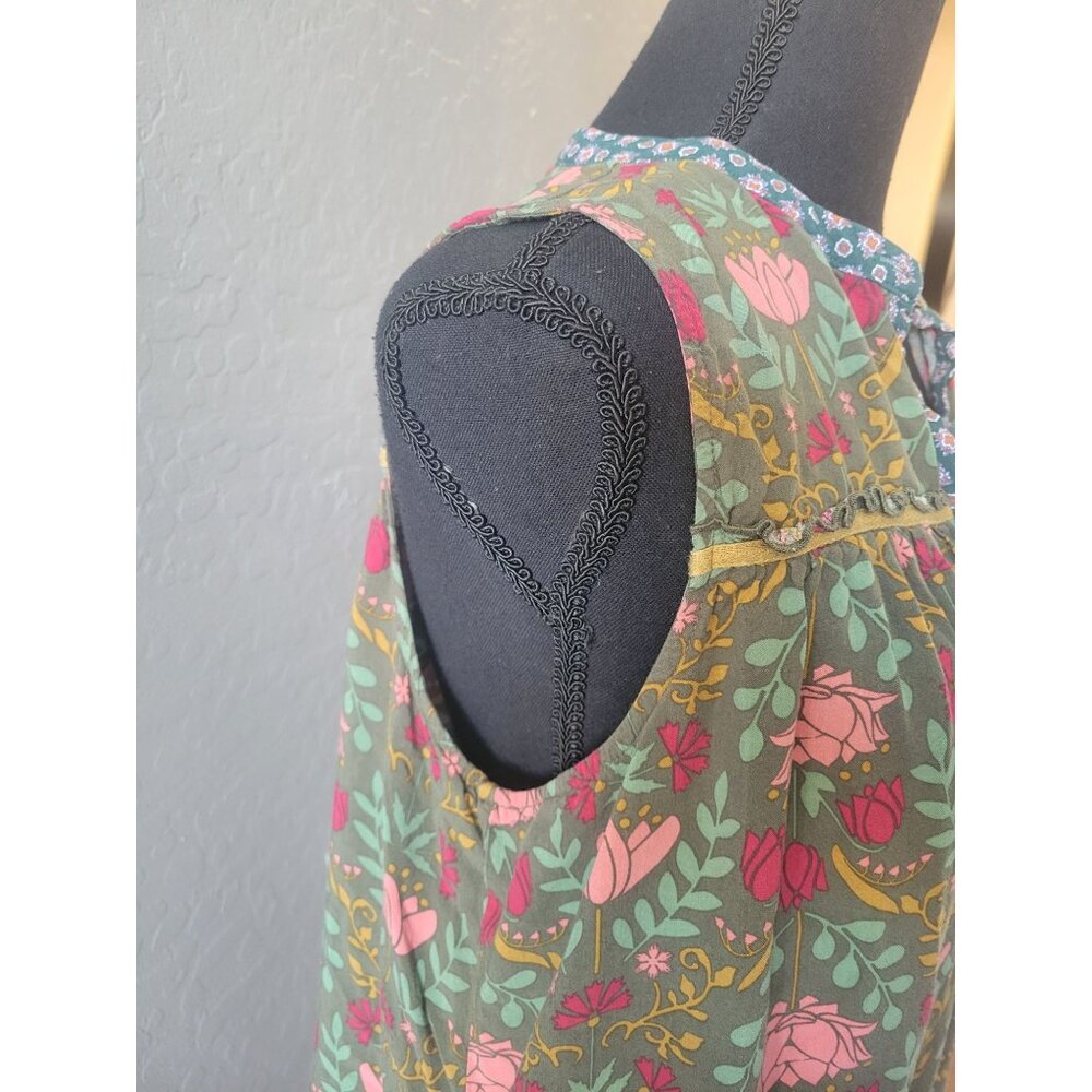 Matilda Jane Breaking New Ground dress with a green floral print and lace trim L - Picture 6 of 12